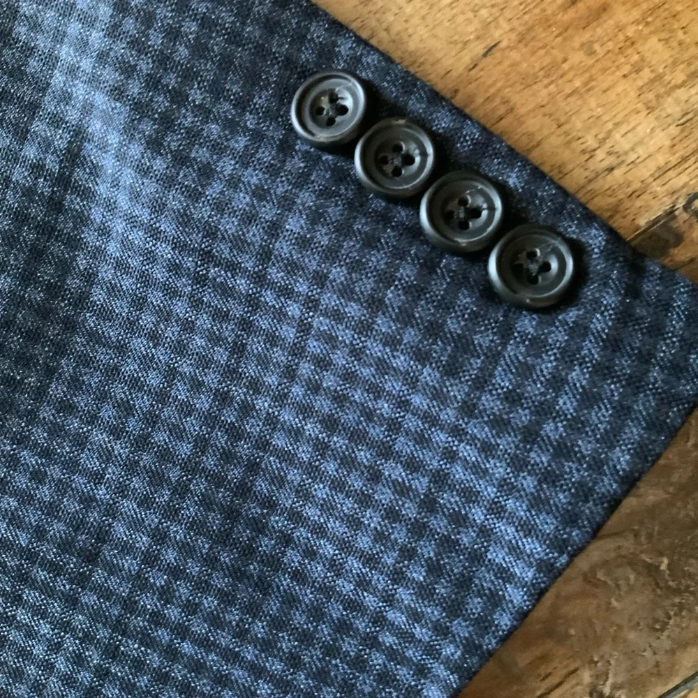 EUC Hickey Freeman Mens 54L 100% Worsted Wool‎ Blue Plaid Blazer